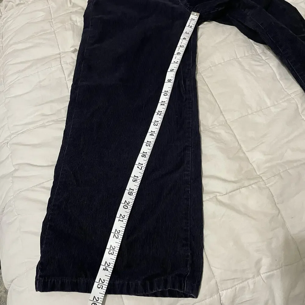 Boden 5 Pocket Cord Crop Jeans Size 4 Women Navy Blue Corduroy Wide Leg Preppy - Picture 6 of 10